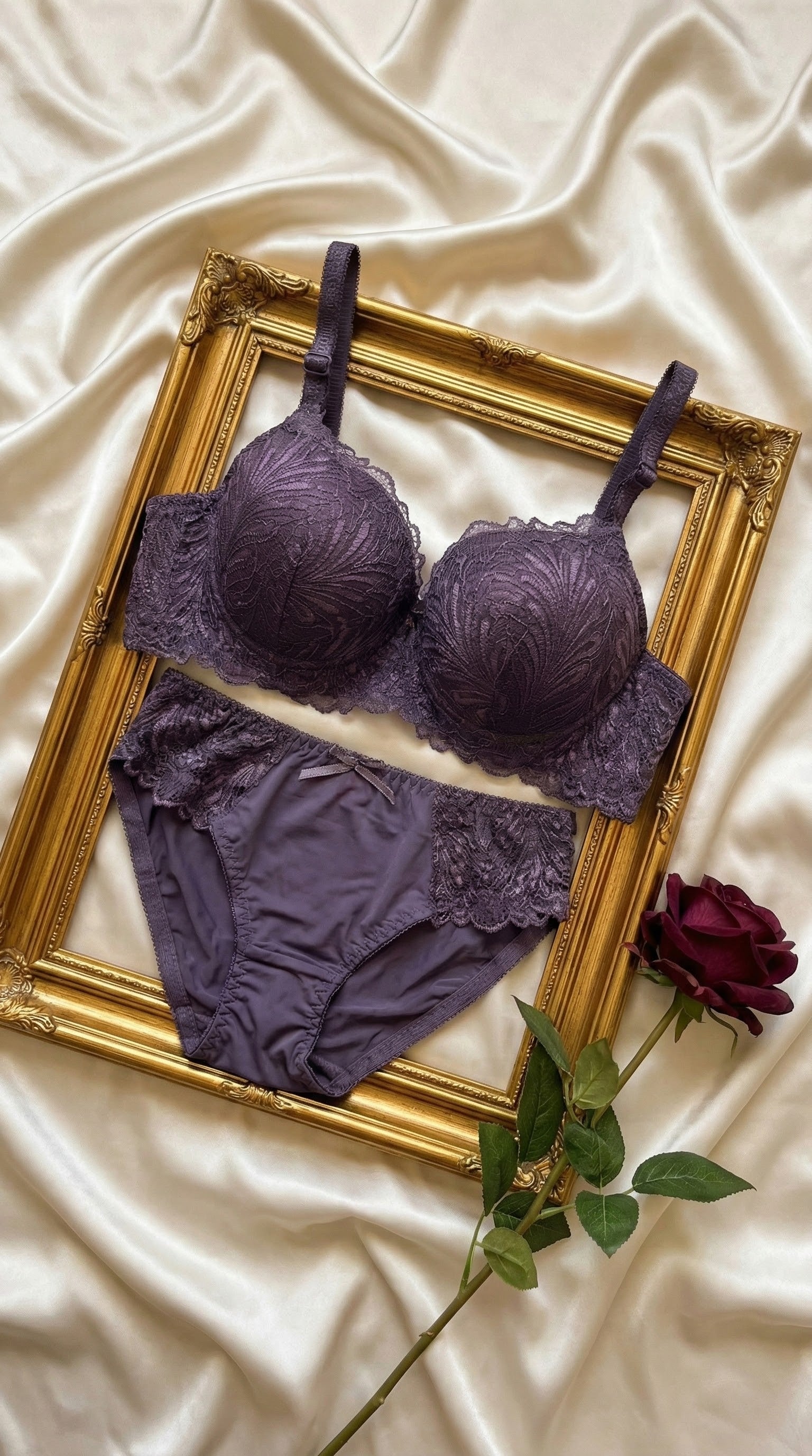 Midnight Noir Floral Lace Lingerie Set