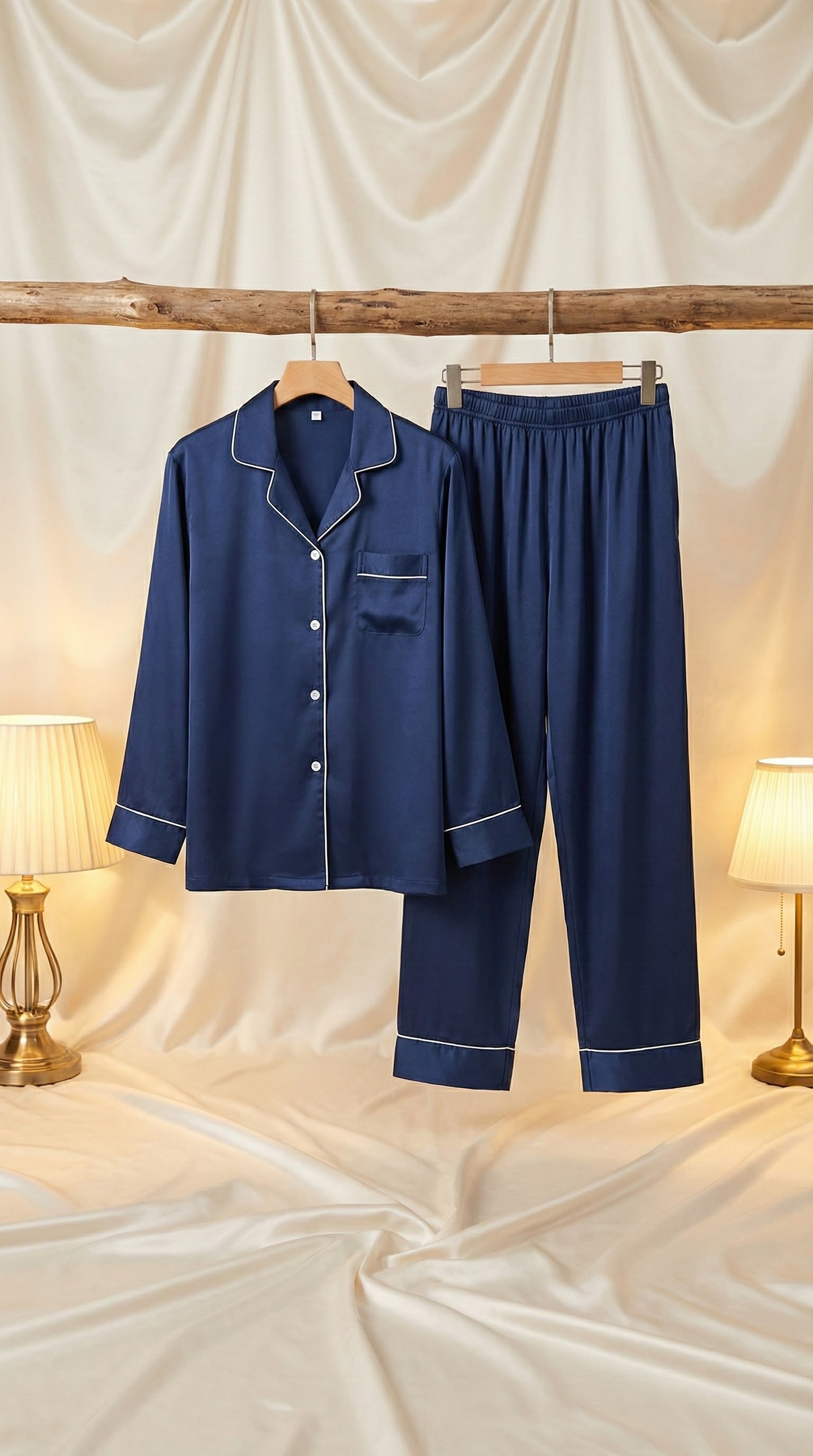 Premium Satin Navy Blue Loungewear/Nightwear Set