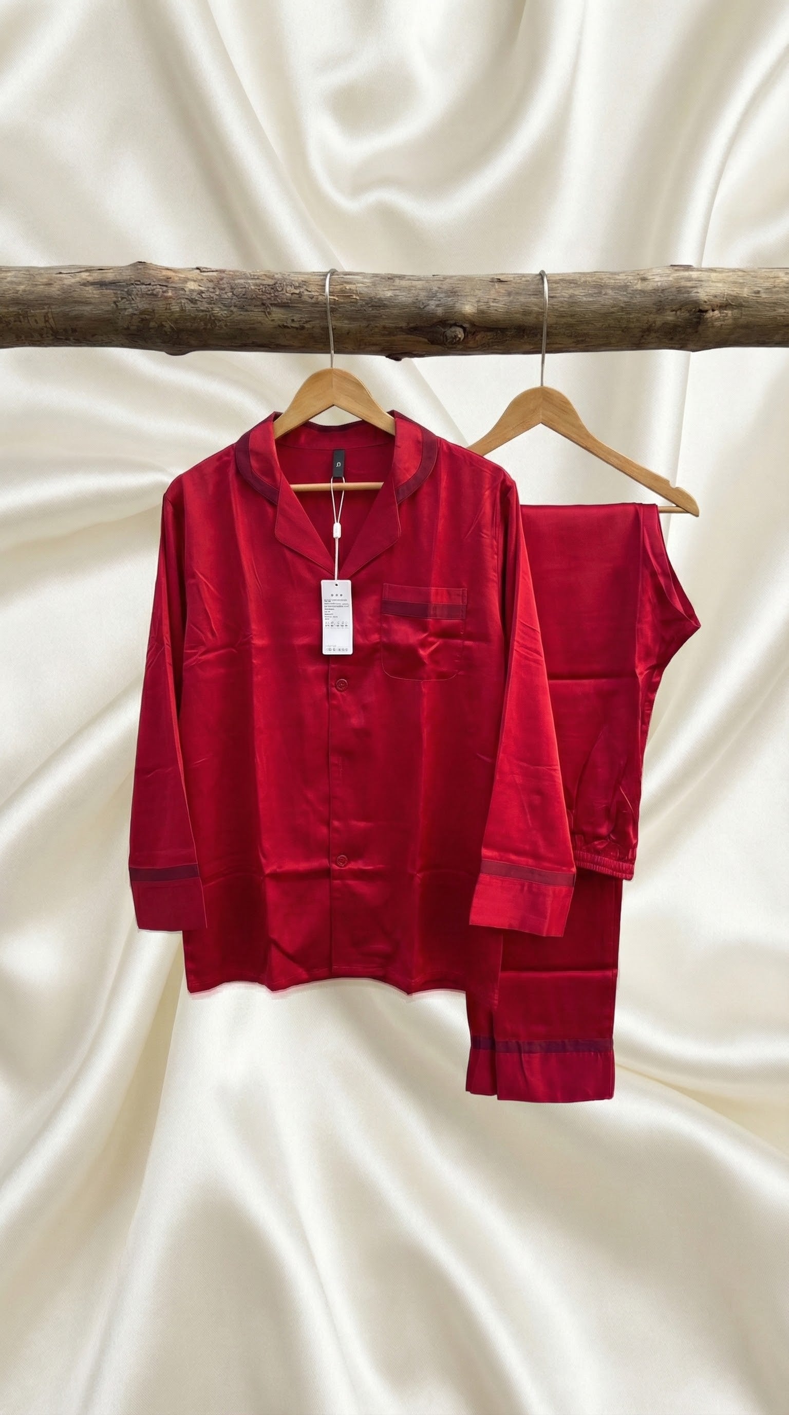 Ruby Red Silk-Touch Pajama Set